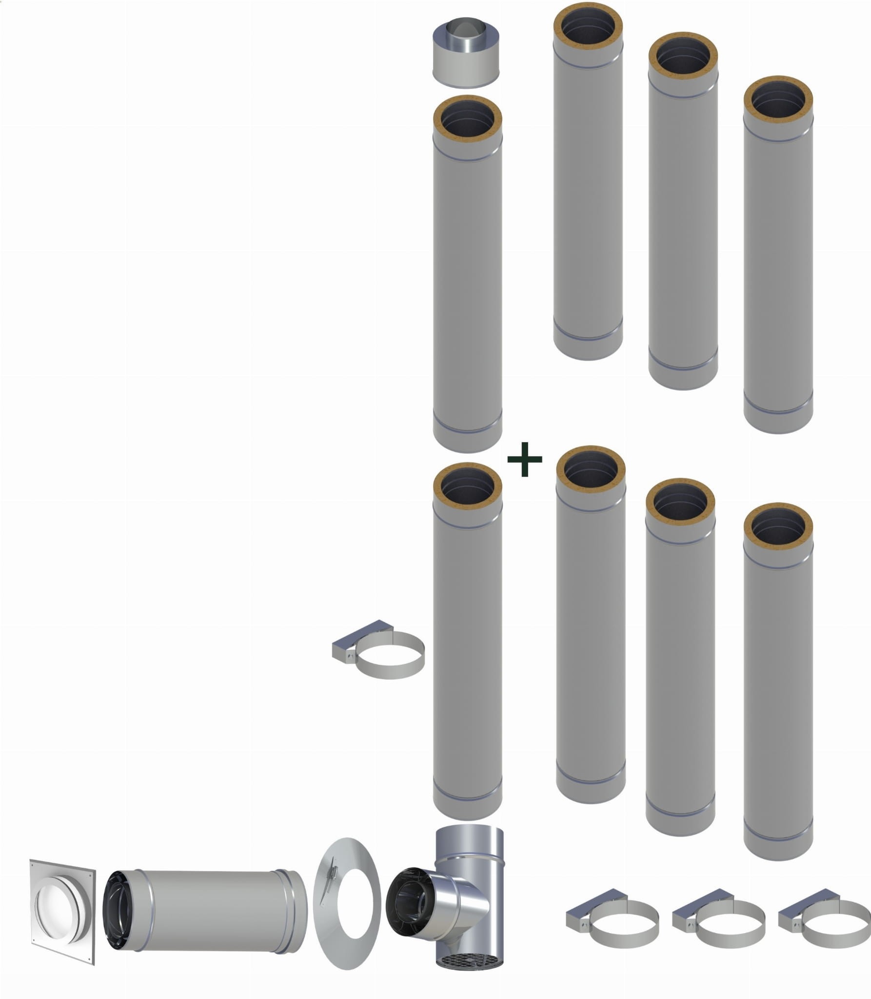 Kondensacyjny komin izolowany nierdzewny fi80*125mm, 8 rur