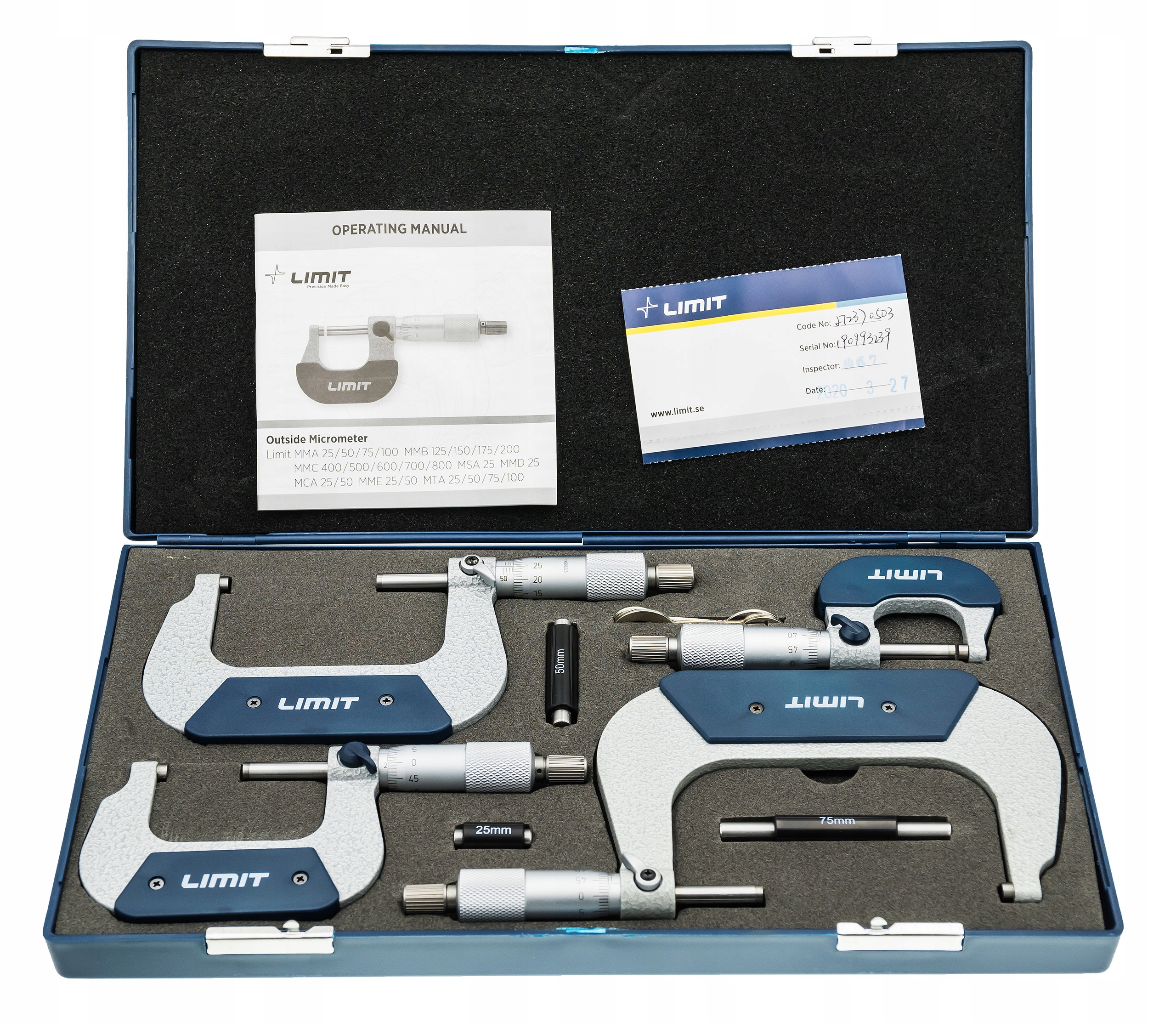 ZESTAW KOMPLET MIKROMETRÓW Limit 4 szt. 0-100 mm Kod producenta 272370503