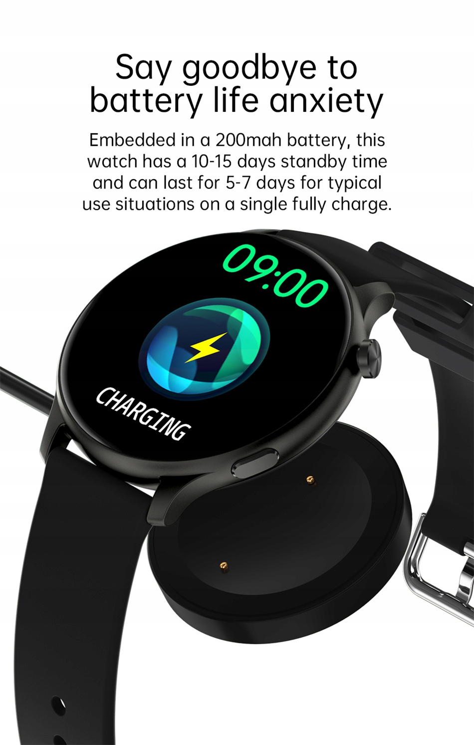 Smart Watch Bluetooth Bracelet Watch Materiał paska guma