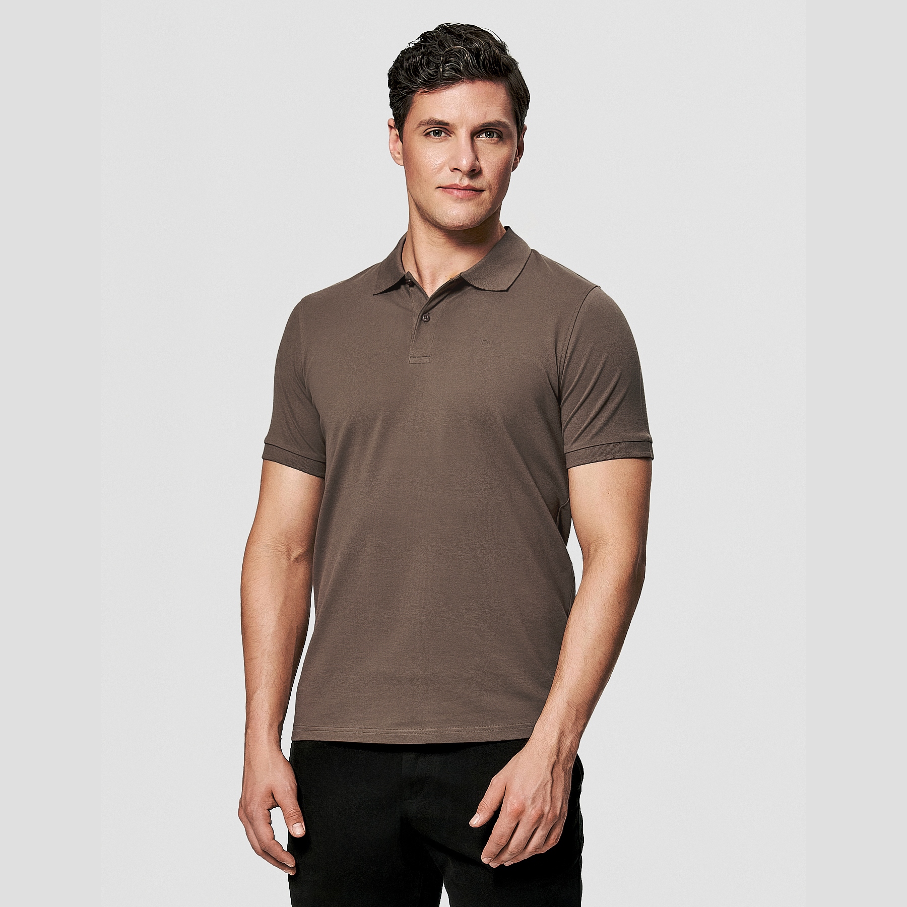 Hnědé pánské polo tričko z pique úpletu Pako Lorente vel L