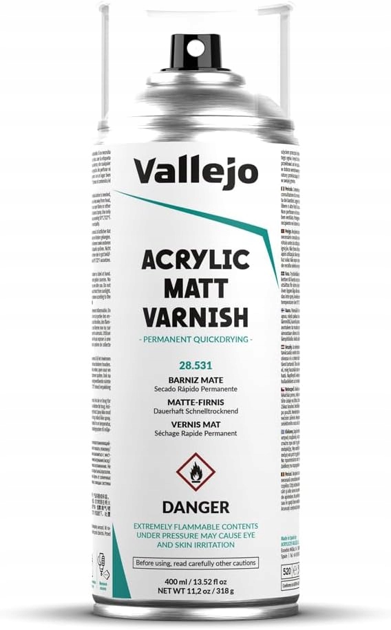 Vallejo akrylový lak matný sprej 400 ml ochrana plátna dřeva