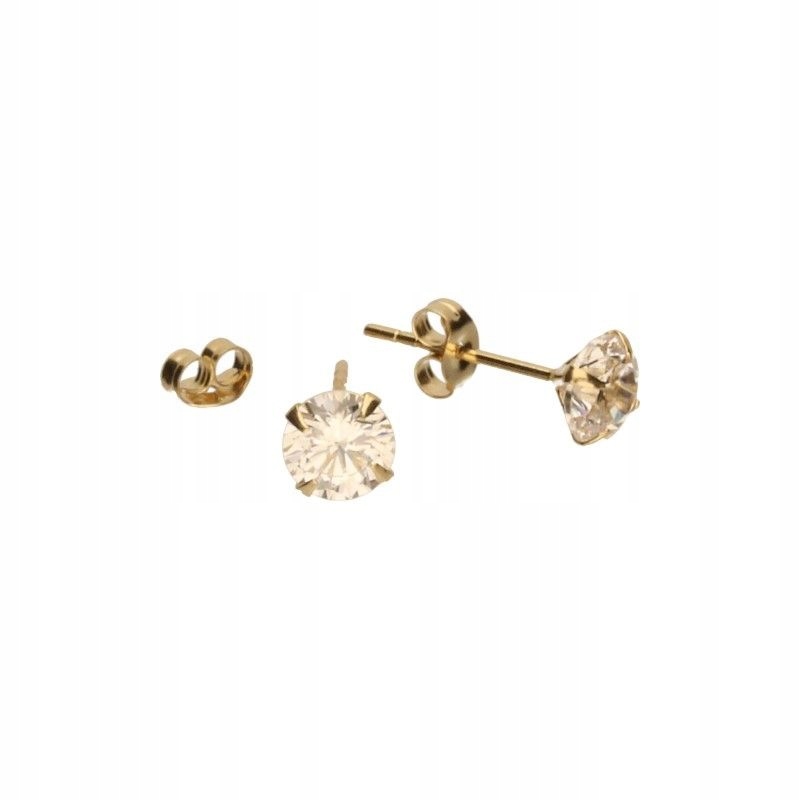 Zlaté klasické náušnice 585 elegantní tyčinky s bílými zirkony 14KT