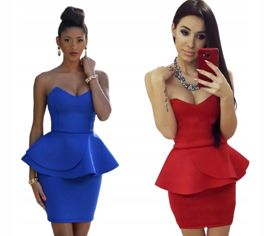 Červená korzetová šaty s baskinkou, velikost S