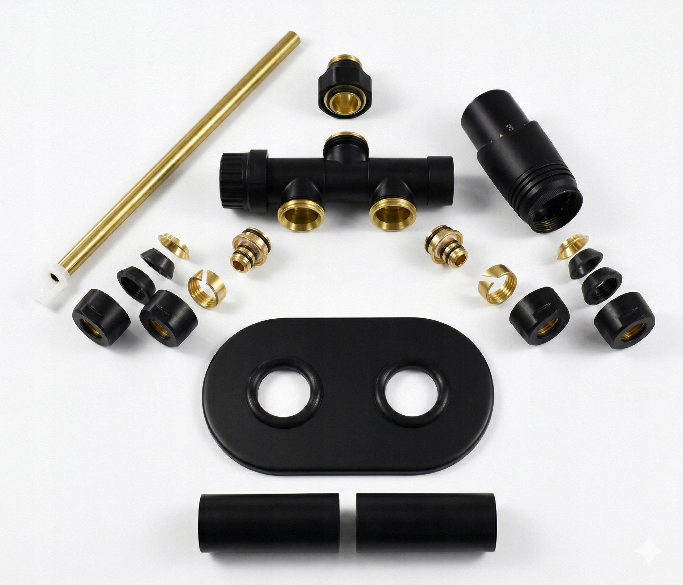 Set Černý Mat Jednootvorový termostatický ventil kovová kryt