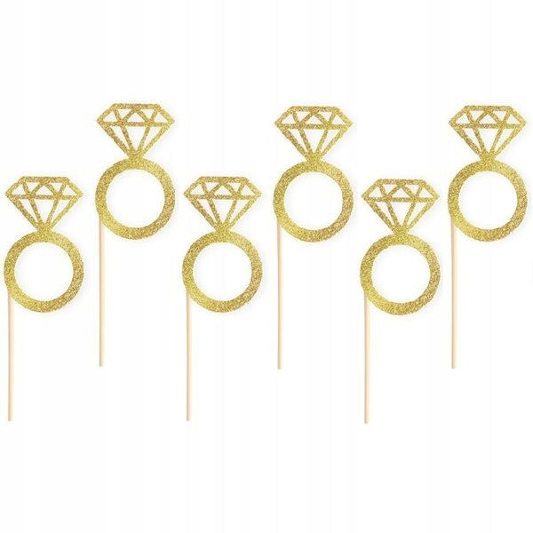 

Pikery muffiny Pierścionki Toppery tort Gold 6 szt