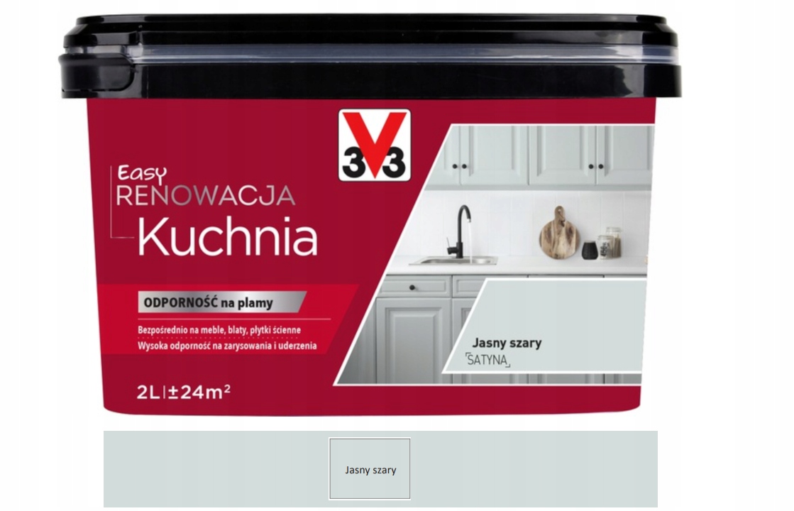 Easy renowacja farba do kuchni odporna na plamy Jasny Szary 2L V33