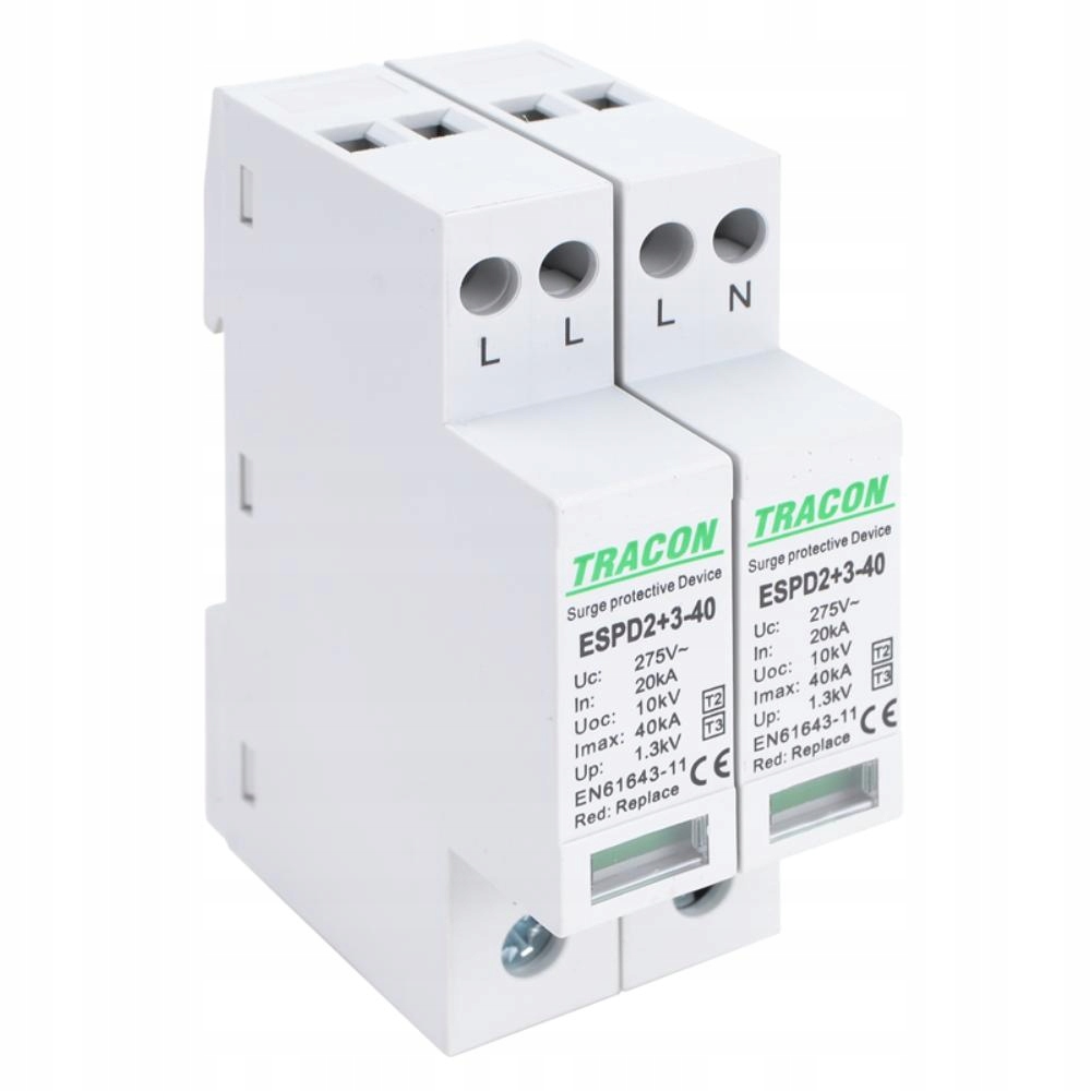 Omezovač přepětí T2+T3, Ac, jednotné pouzdro ESPD2+3-40-4P