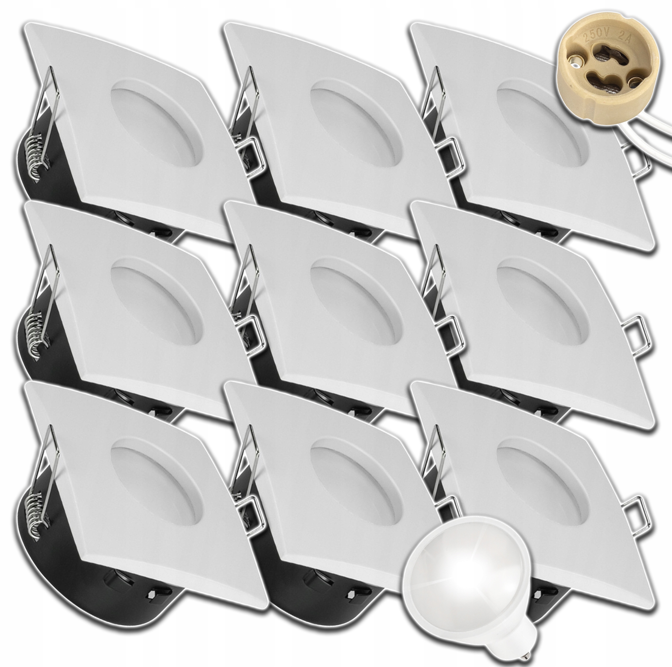 9xHERMETICKÉ Halogenové Svítidlo GU10 Na Podbití Led Žárovka 1,5W Neutrální