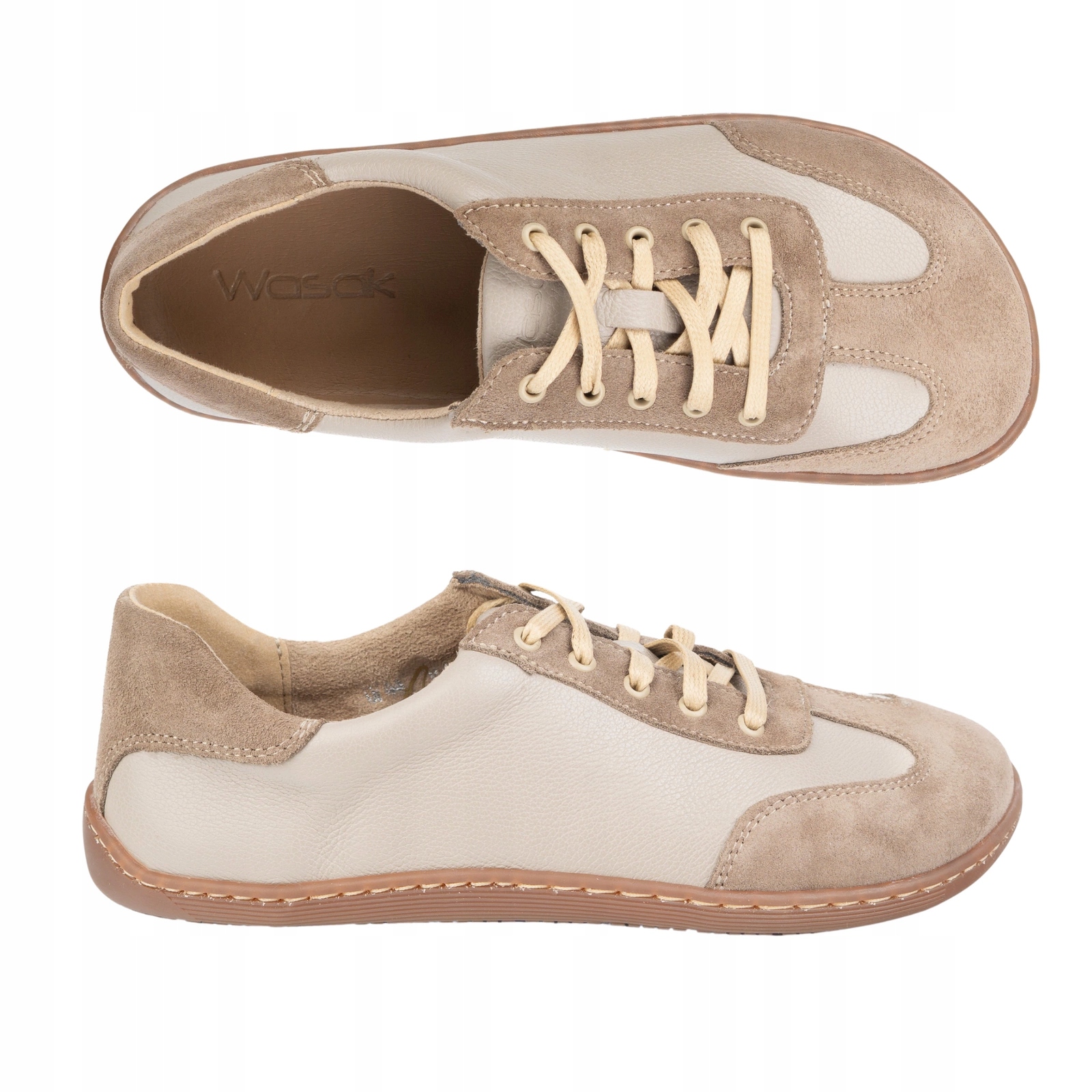 Minimalistické kožené barefootové boty Wasak 0744W cappuccino 37