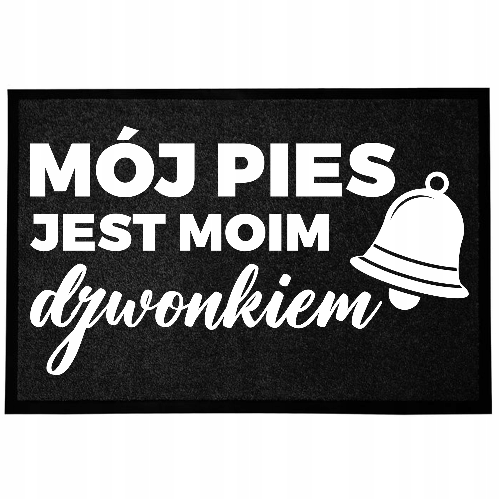 Vstupní Podlahová Rohožka Černá S Vtipným Potiskem Humor Psí Zvonek