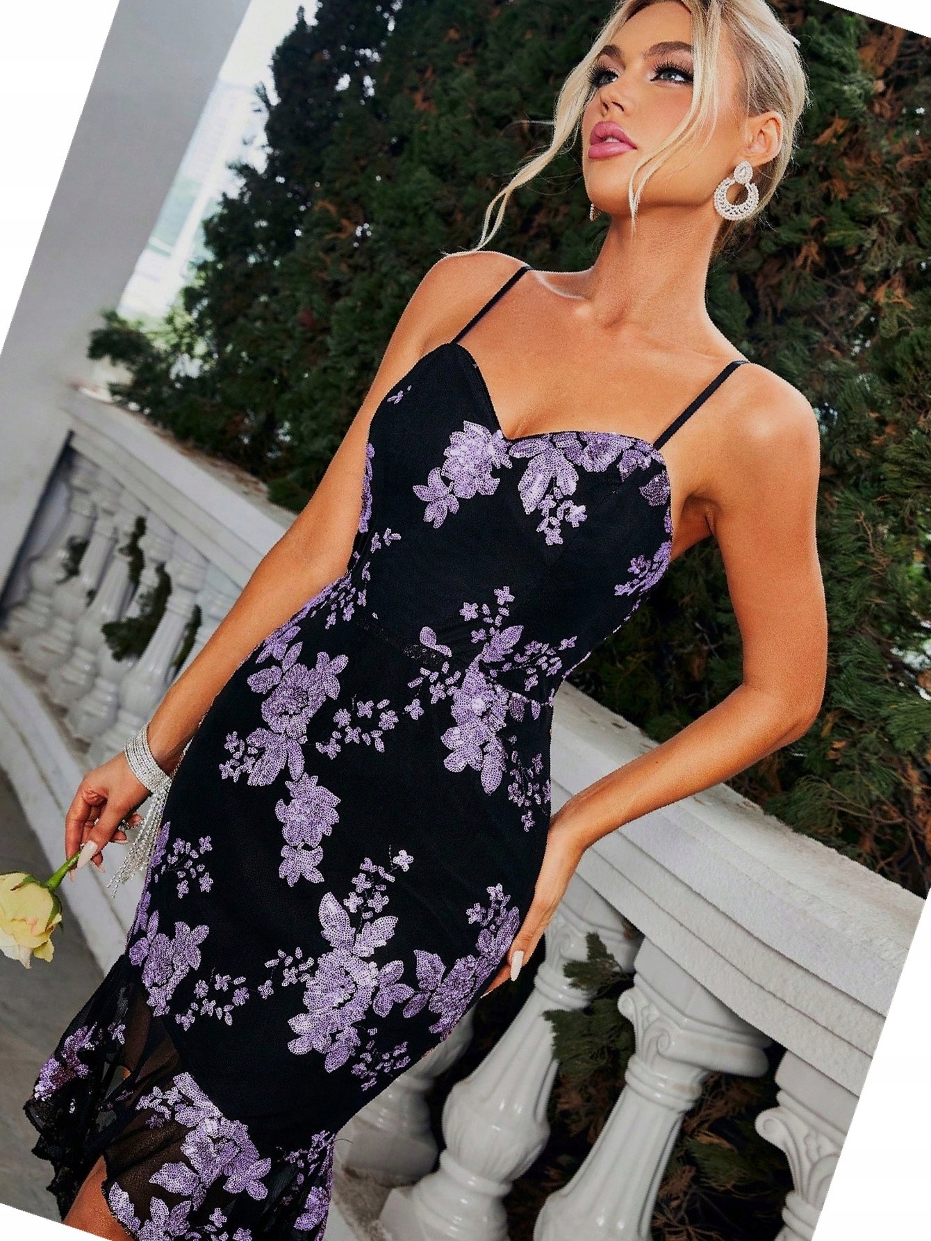 Šaty Na Ramínkách Flitrová Bodycon Asymetrická L 40