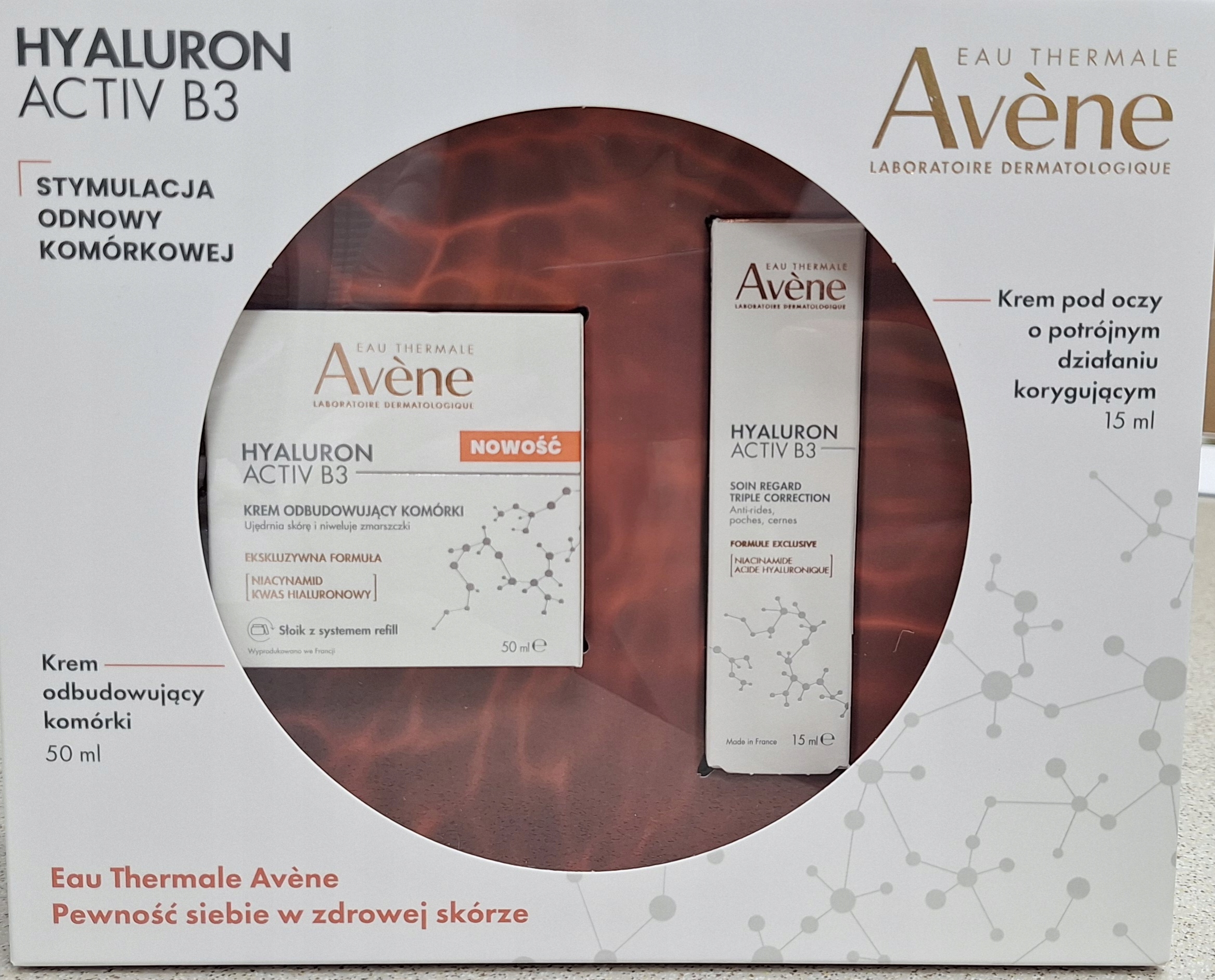 Avene Hyaluron Activ B3 Zestaw Krem odbudowujący 50ml krem pod oczy 15ml