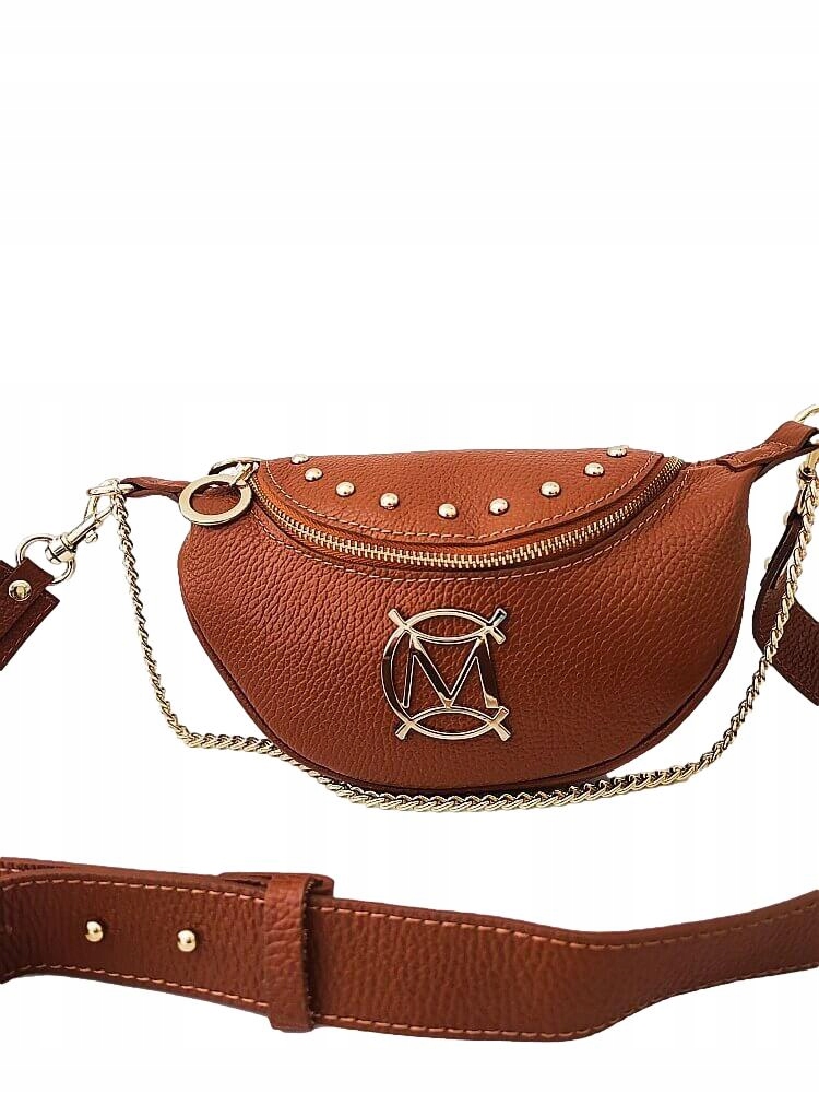 Massimo Contti kožená kabelka přes rameno s camelovými cvočky