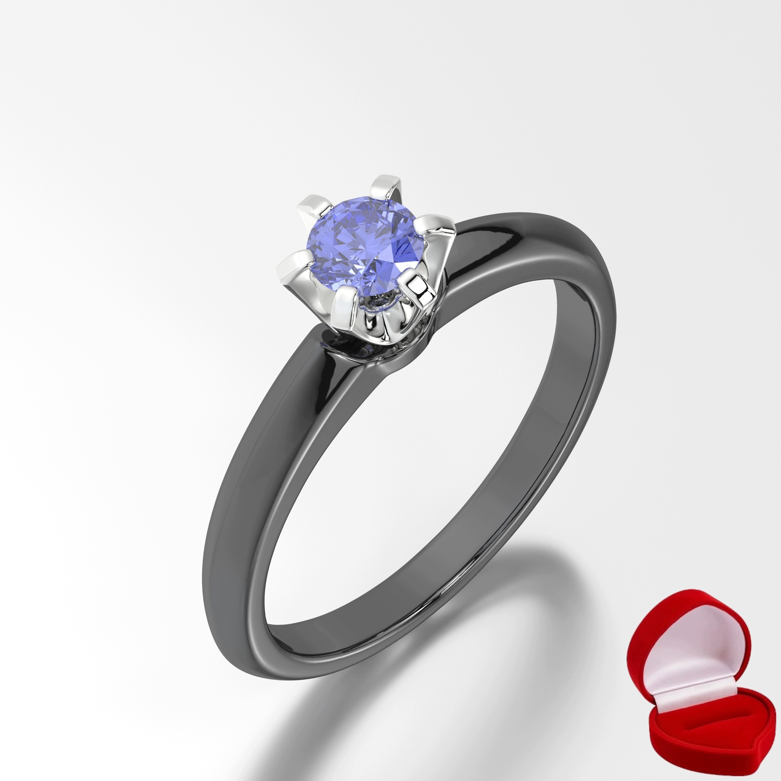 Zlatý Prstýnek Tanzanit 585 14k 0,19 ct Černé Zlato R24