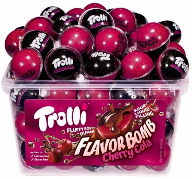 Levně Trolli Želé Bonbony plněné s třešňovou příchutí a kolou 1128 g 60 ks