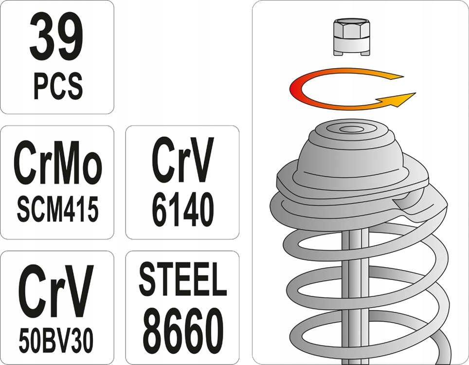 NASADKI DO AMORTYZATORÓW 5 SZTUK ZESTAW YATO Marka Yato