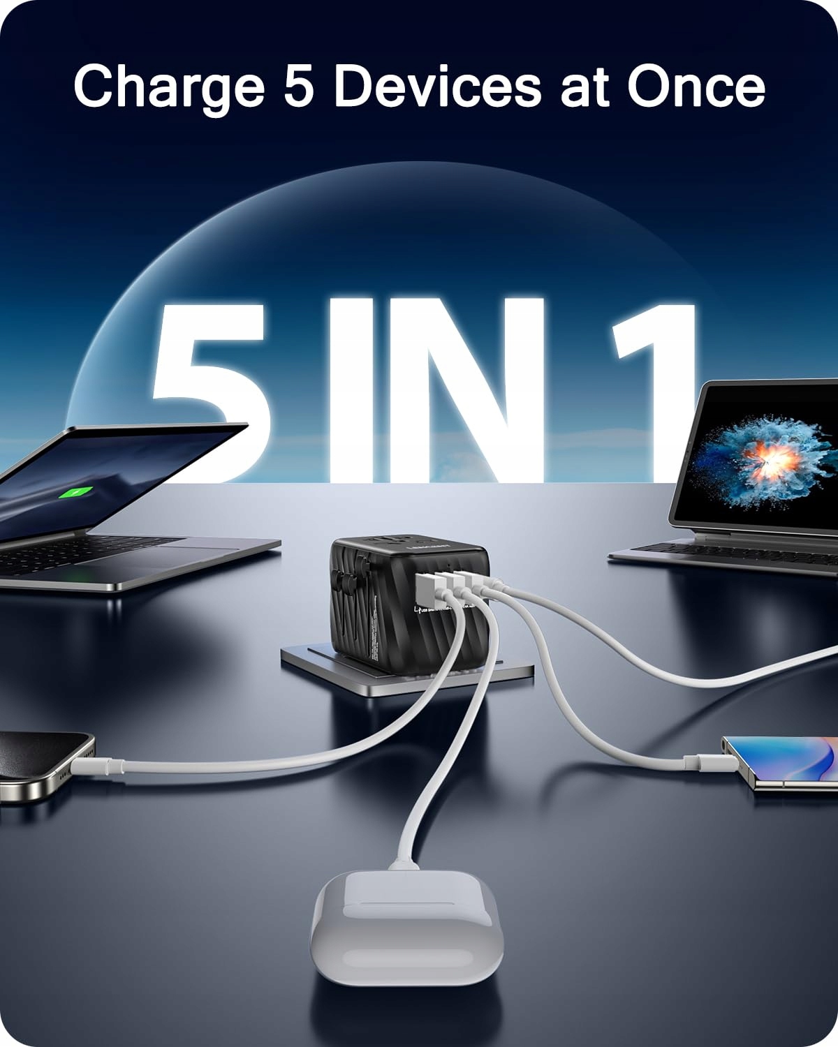 LENCENT Uniwersalny Adapter Podróżny z 3 Portami USB i Typem C — miniatura 3