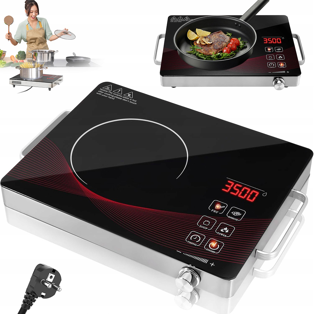 Płyta Indukcyjna Kuchenka Przenośna Timer Sterowanie Dotyk 12 Stopni Mocy