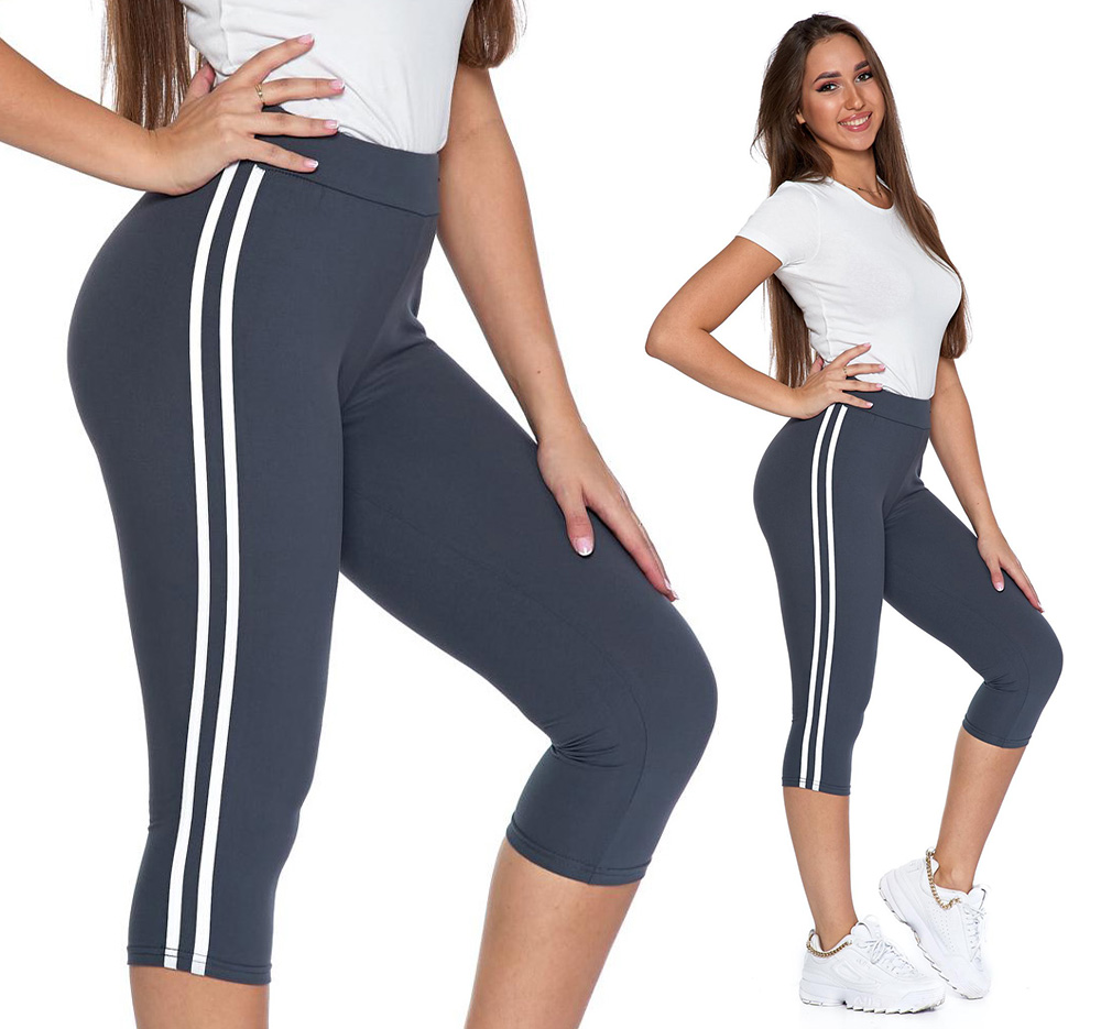 

Fit Legginsy z lampasami 3/4 wysoki stan Moraj S/m