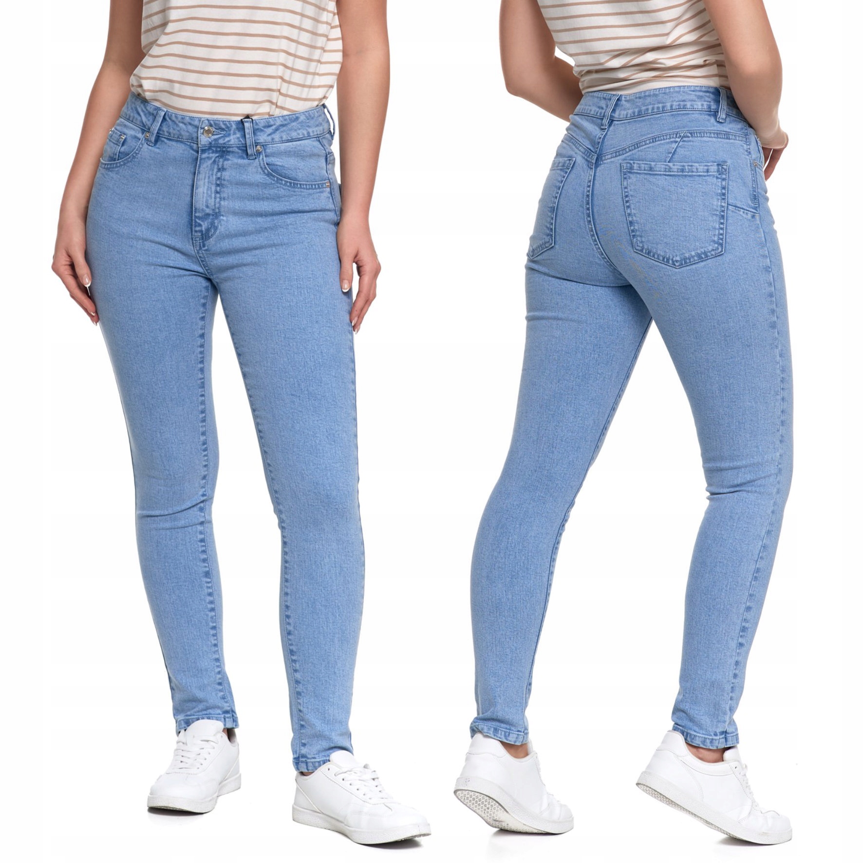 Spodnie Damskie Skinny Jeansowe Moraj Z Wysokim Stanem Rurki Bawełniane XXL