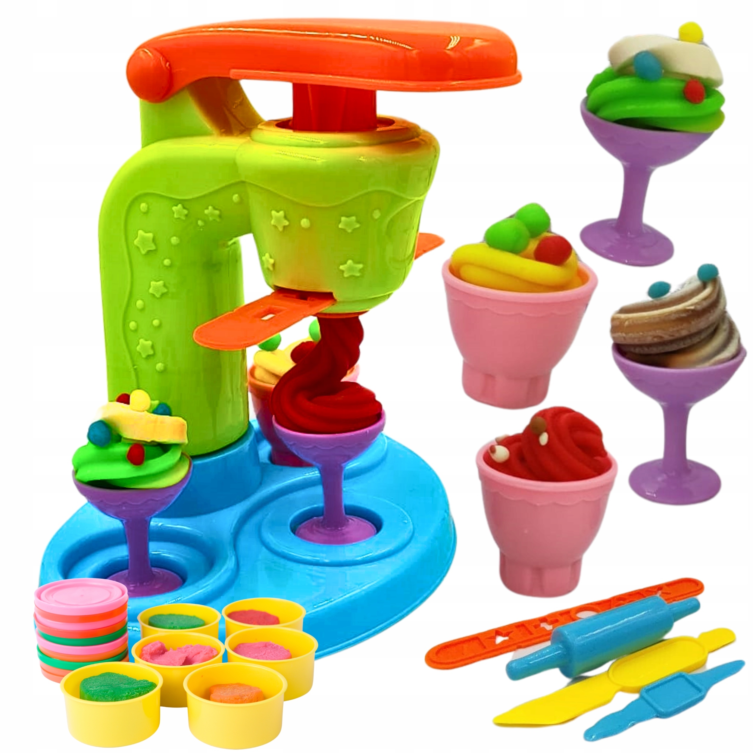 ZESTAW Ciastolina masa plastyczna PLAY PLASTELINA WYCISKARKA PINAKOLINA