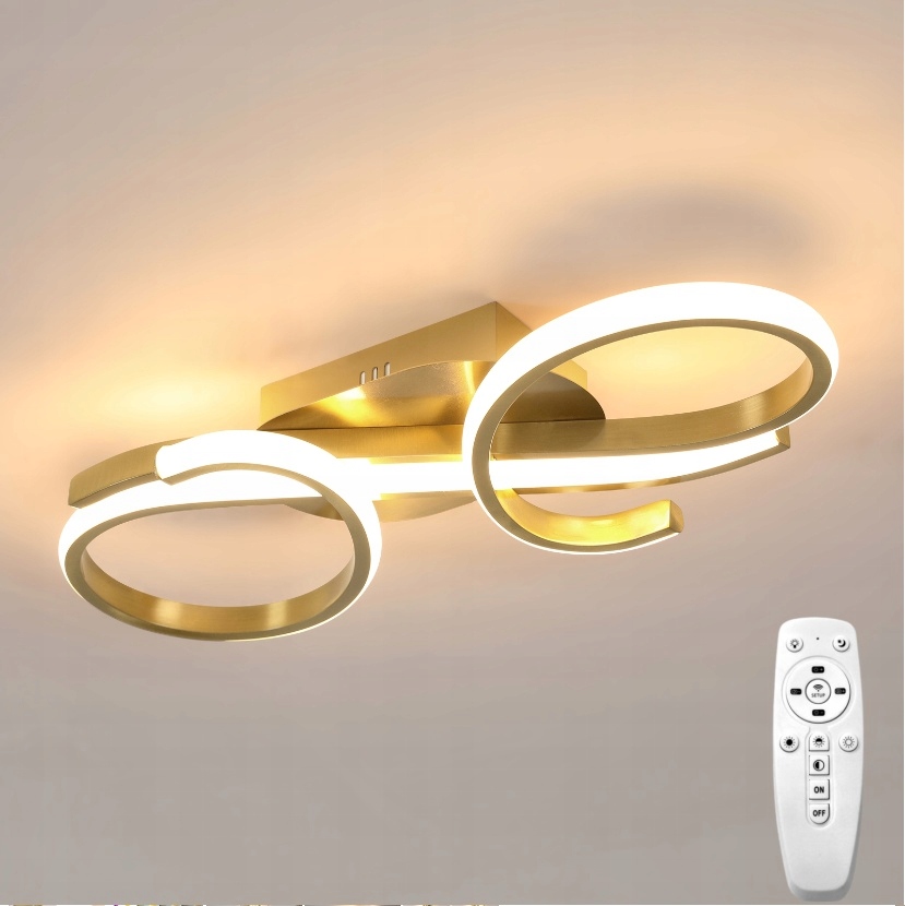 Lampa Sufitowa Led Żyrandol Nowoczesna Złoto 36W 3000K-6500K Do Salonu