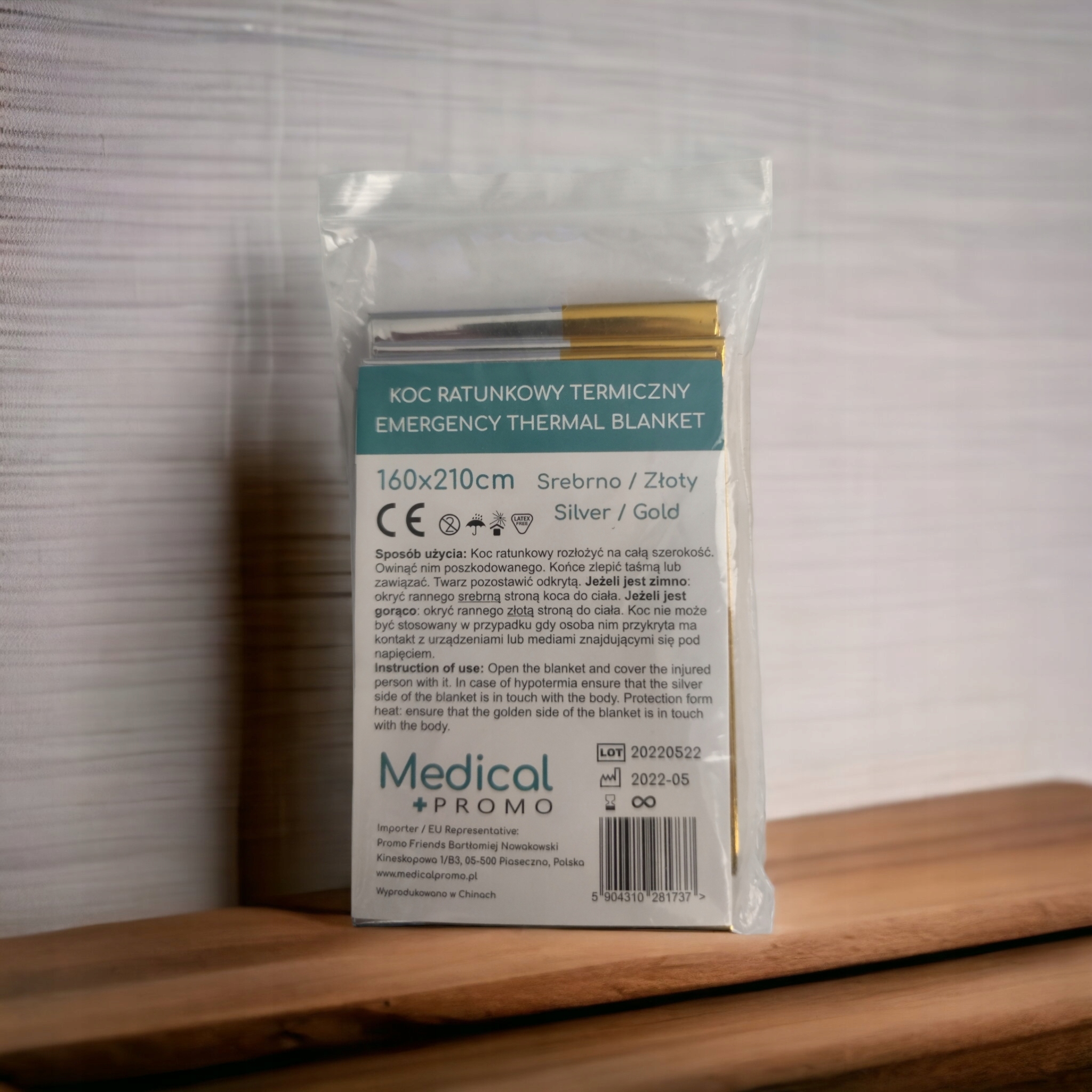 KOC RATUNKOWY TERMICZNY NCR 160x210cm Folia ŻYCIA Kod producenta Koc_ratunkowy_160x210