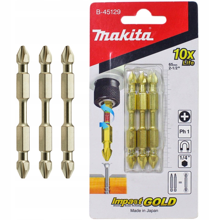 

Makita Bity Udarowe PH1 65mm Gold Impact 3szt