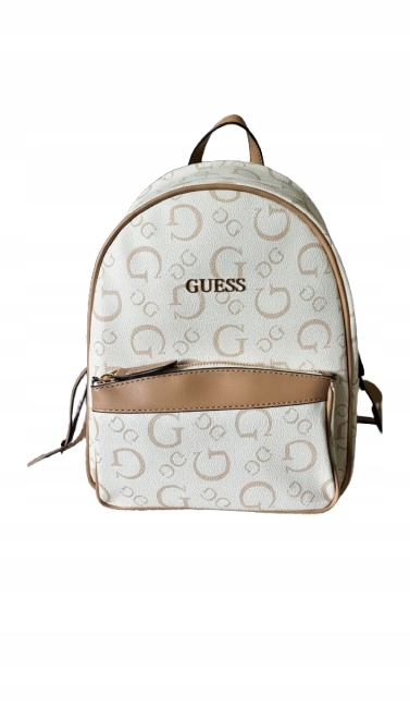 Guess Batoh Béžový Na Zip S Městským Logem 41 Gnf