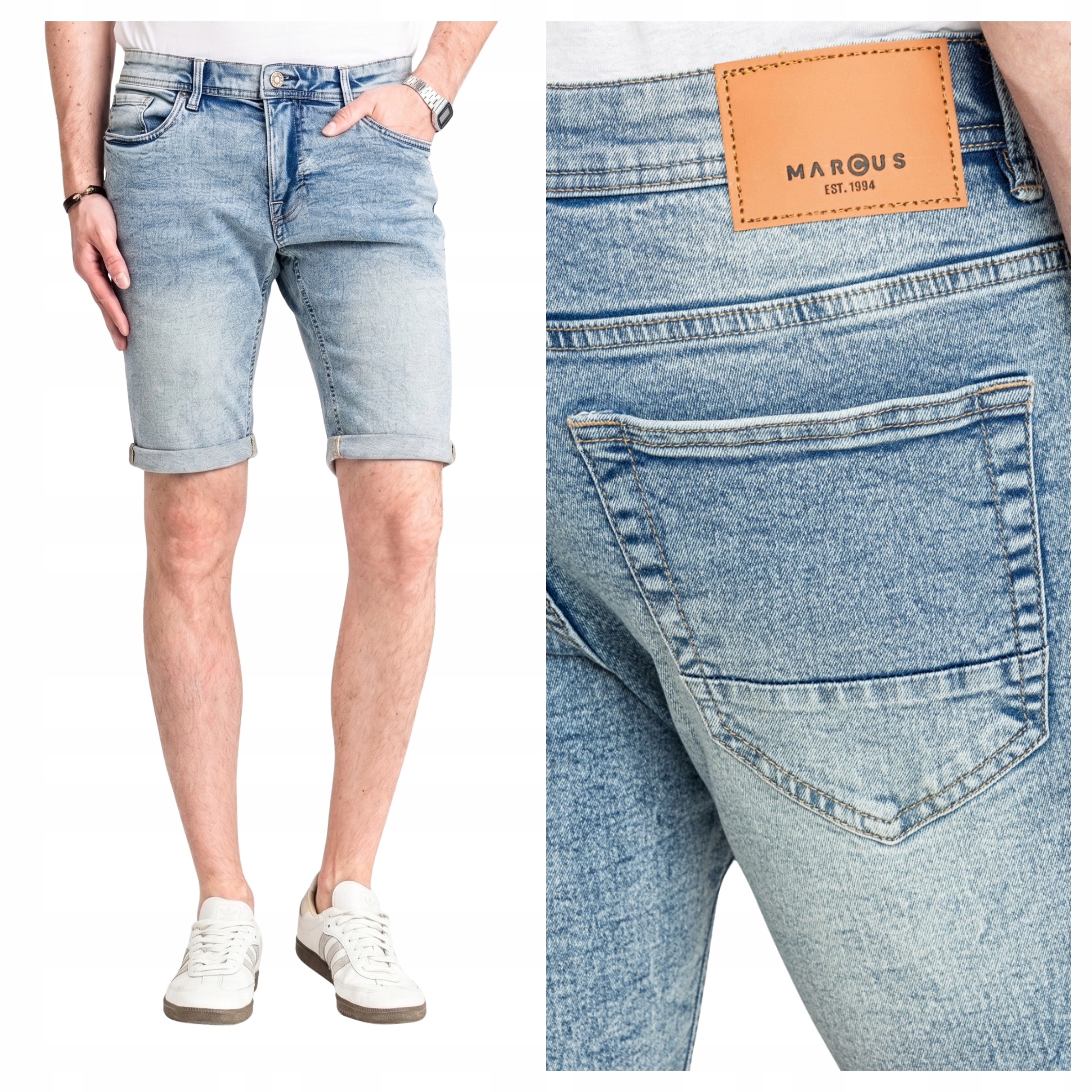 Krátké pánské kalhoty Marcus Slade 2213 Jasné džíny Denim W40