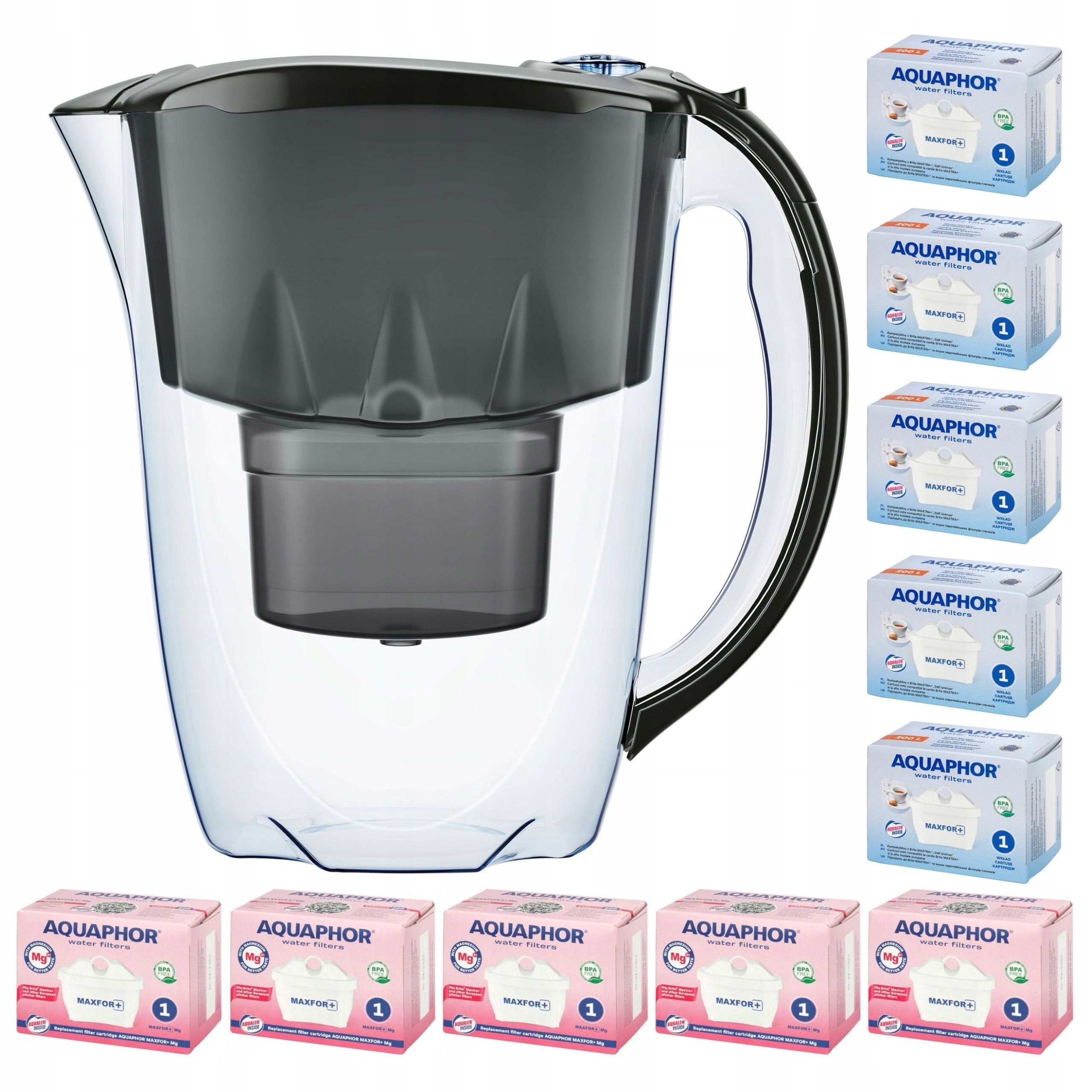 Filtrační konvice Aquaphor Amethyst 2,8 l 10 náplní (5+5 mg), černá