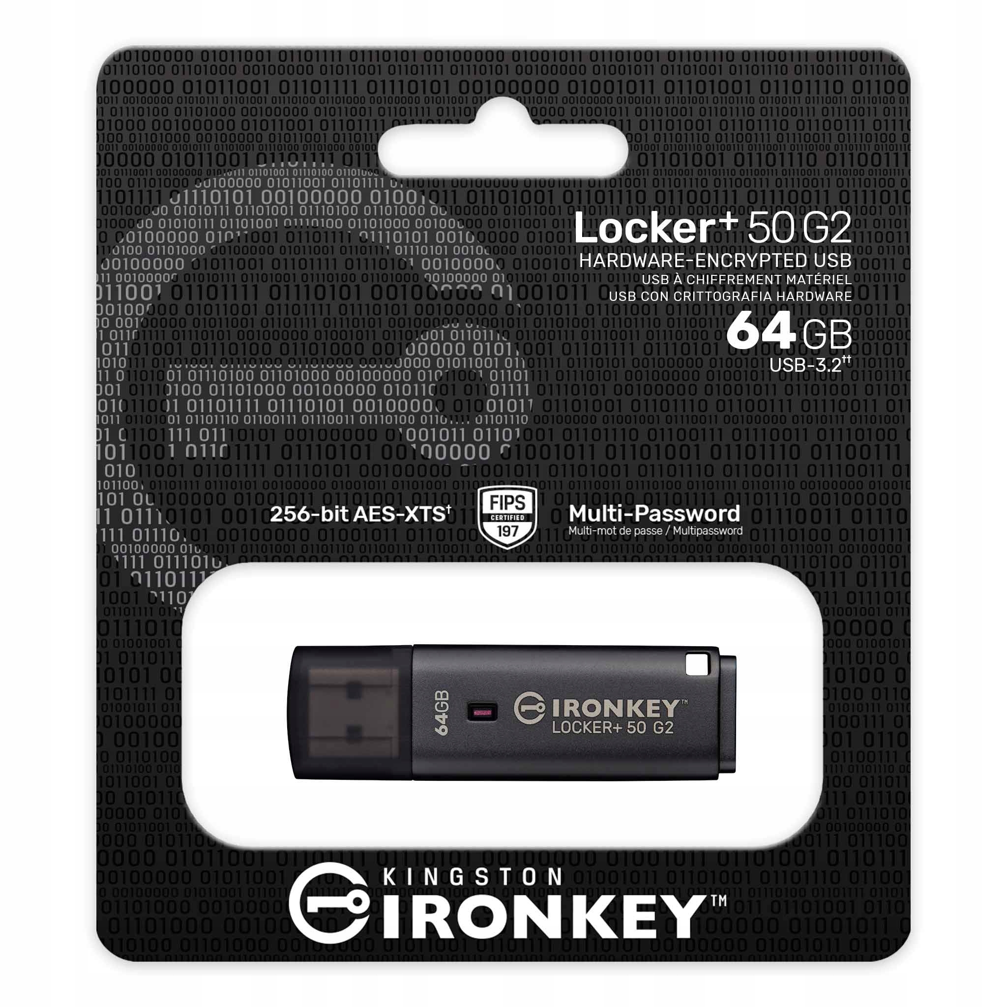 Szyfrowany Pendrive Kingston Ironkey Locker+ 50 G2 64GB AES-256 Fips 197
