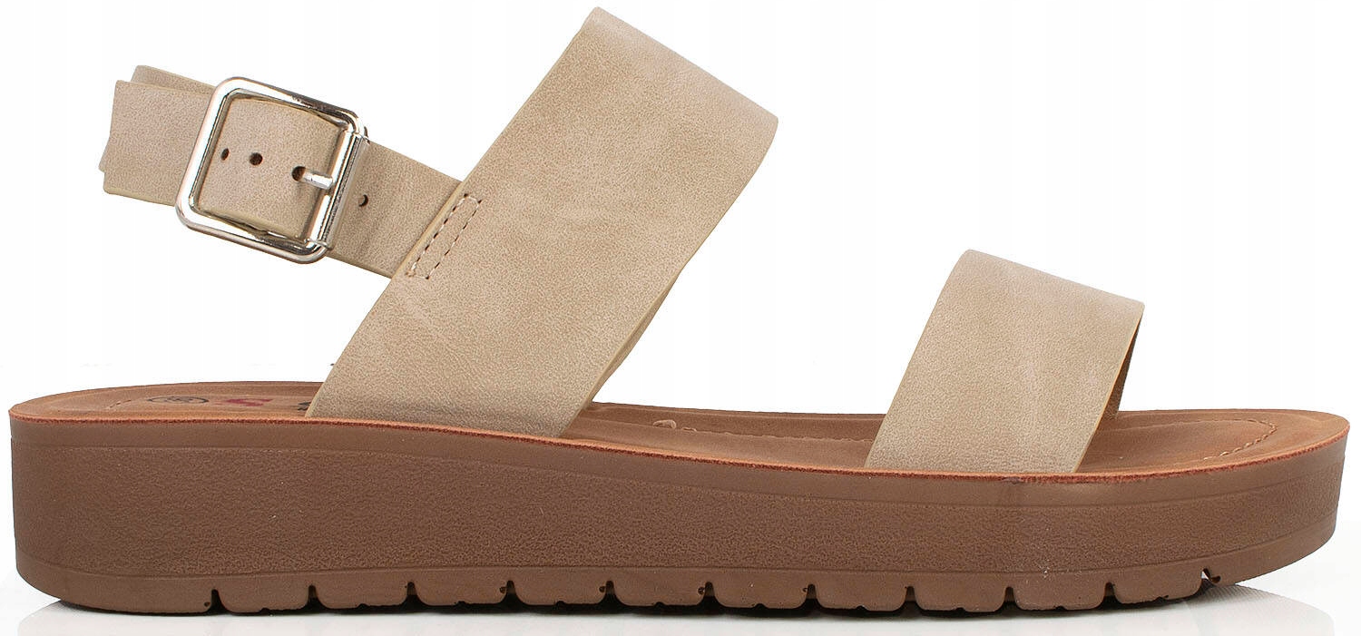 SANDAŁY DAMSKIE BEŻOWE KLAPKI ZAMSZOWE PASKI 38 Marka Seastar