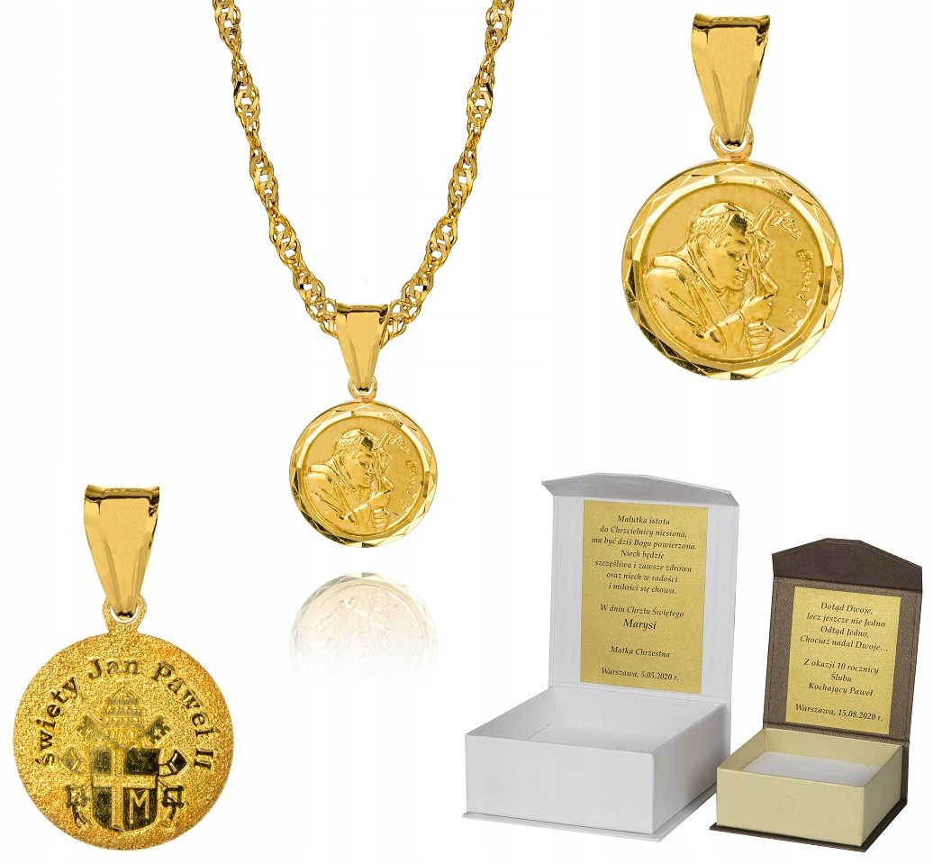 Zlatý řetízek stříbro Svatý Jan Pavel II 55 cm Dedikace S3M33