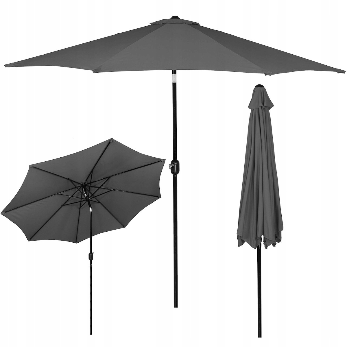 

Parasol Ogrodowy Składany Łamany Duży Szary 300cm