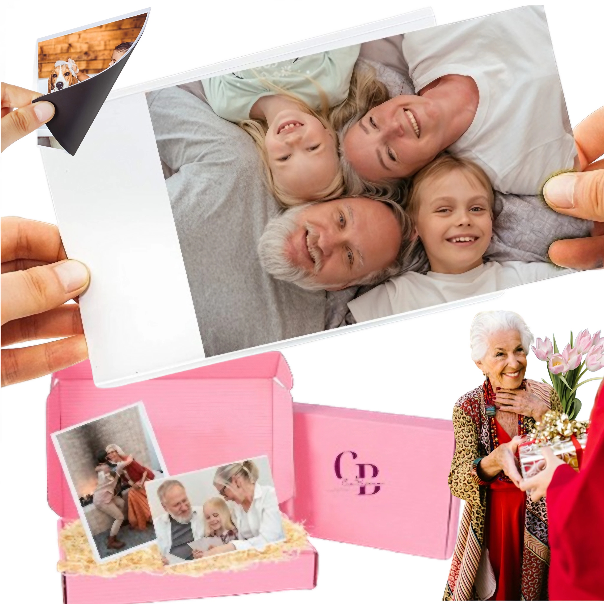 ZESTAW NA PREZENT DLA BABCI DZIADKA FOTORAMKA 2 SZT. MAGNETYCZNA NA LODÓWKE