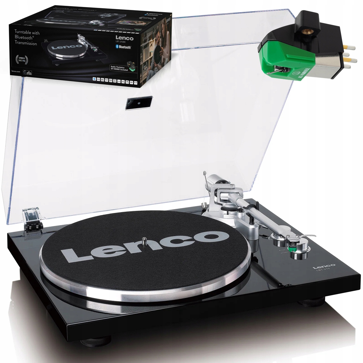 Lenco LBT-215BK Expertise Gramofon Belt-Drive Bt Audio-Technica AT-VM95E