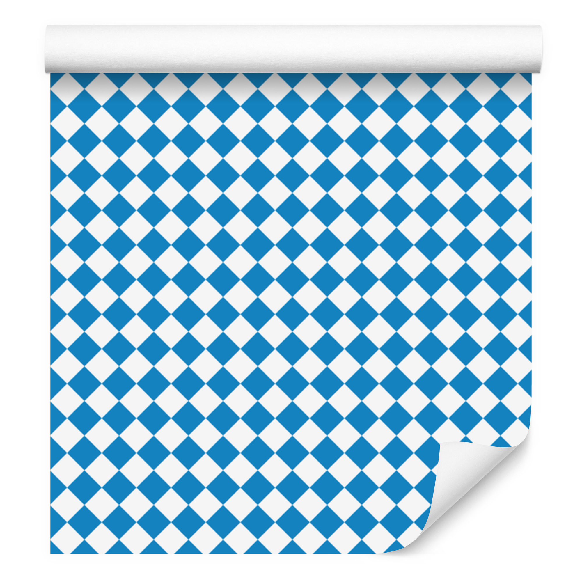 Tapeta Geometrické kosočtverce, světle modrá a bílá 50 x 1000 cm