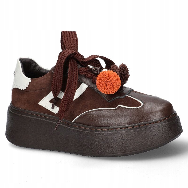 Hnědé čokoládové sportovní polobotky dámské kožené tenisky Karino 37