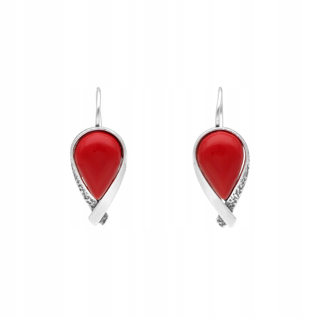 Náušnice s korálem stříbro oxidované