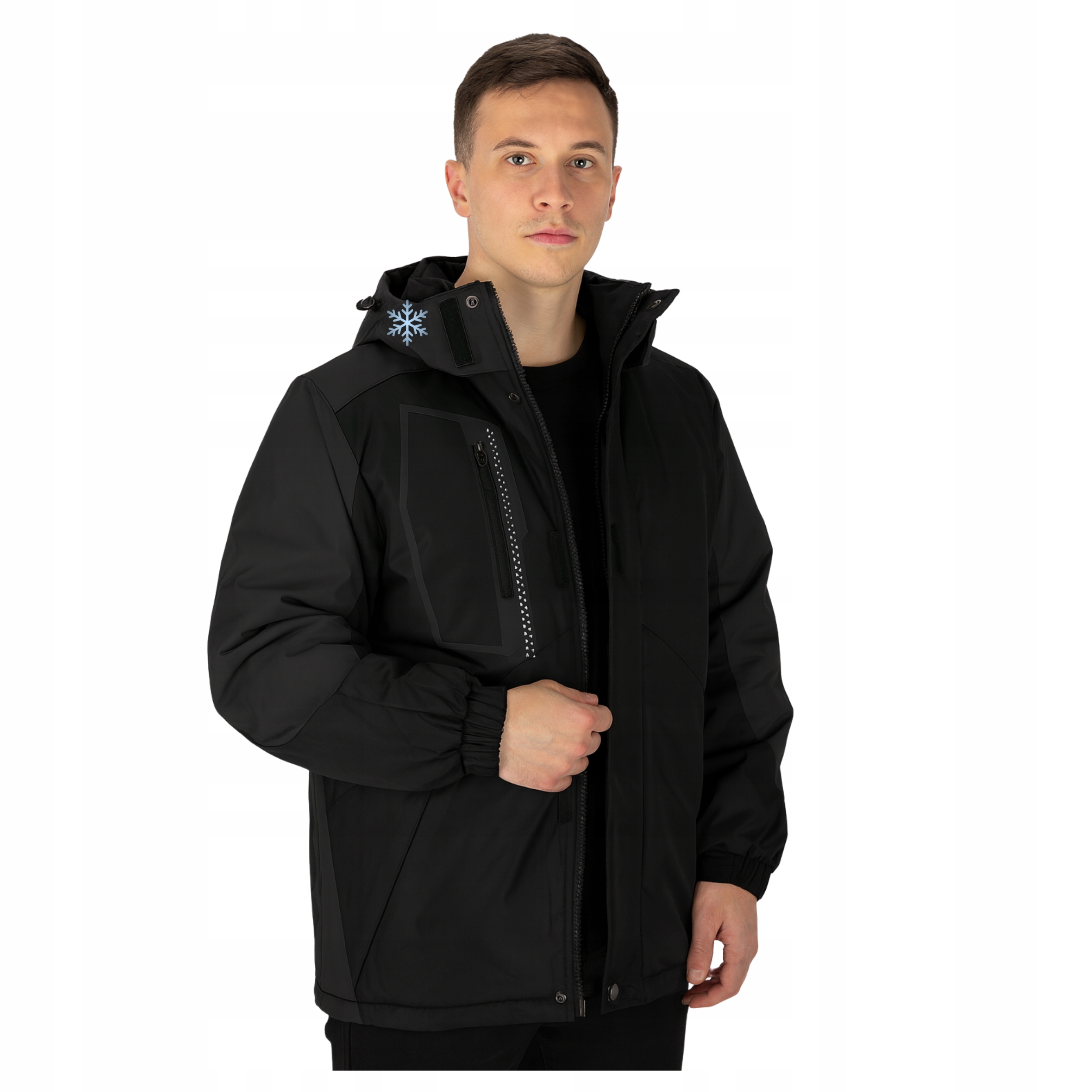 Zimní Bunda pánská Zateplená pracovní černá Voděodolná s kapucí vel.