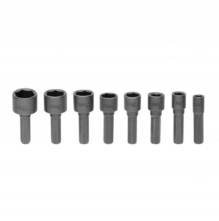 Nasadki Do Wkrętarki 1/4" 5-12mm 8szt Zestaw Nasadek