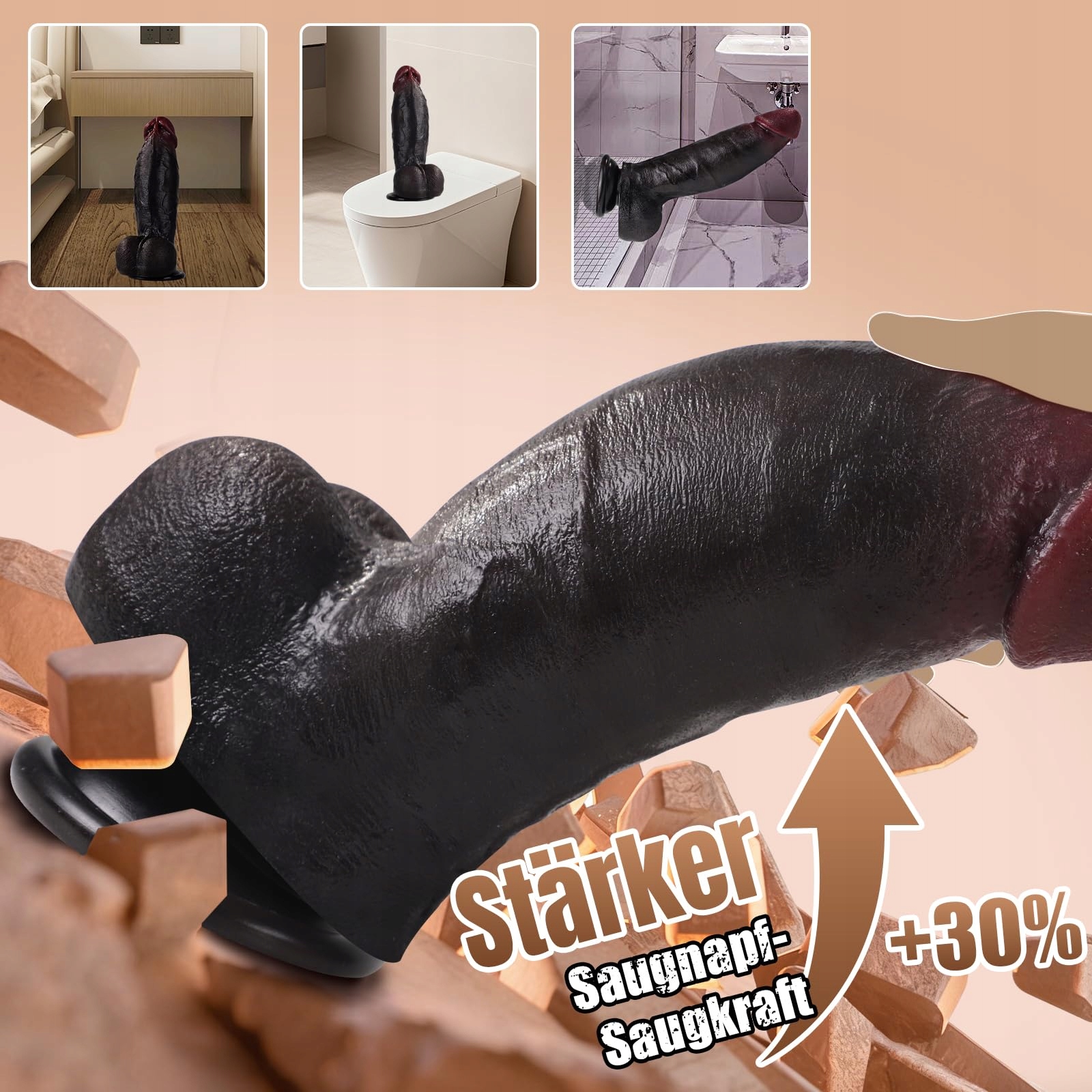 PRONFANS Realistyczny Dildo 22.5x5.5cm Silikonowy Z Przyssawką Dla Kobiet — miniatura 3