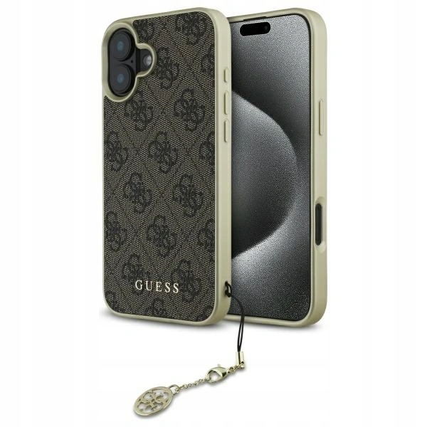 Pouzdro Guess pro Apple iPhone 16 Plus hardcase 4G Charms Collection hnědé