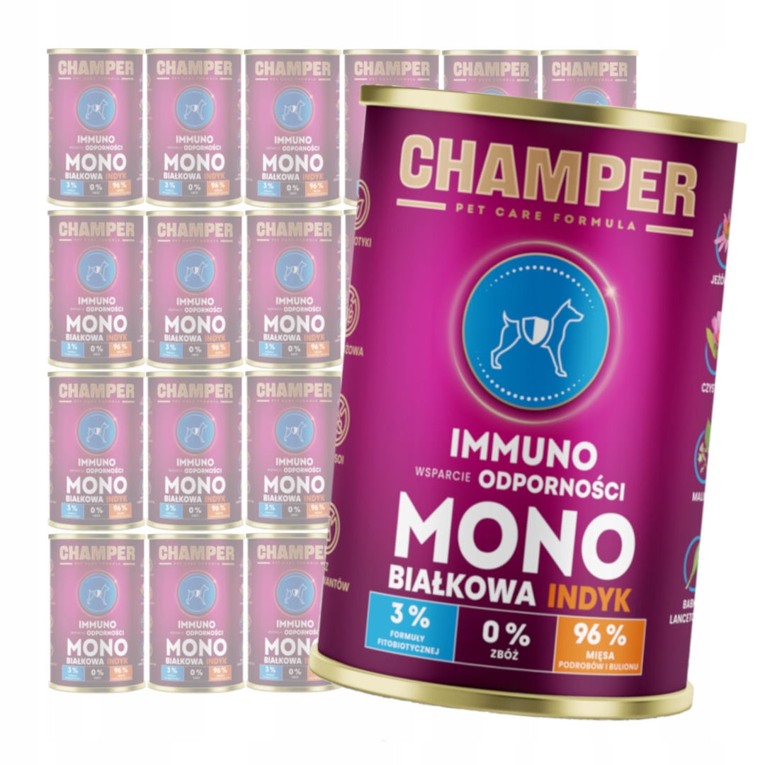 Levně Champer Immuno Monoproteinové 24x400g Vlhké Krmivo pro psy s krůtím masem