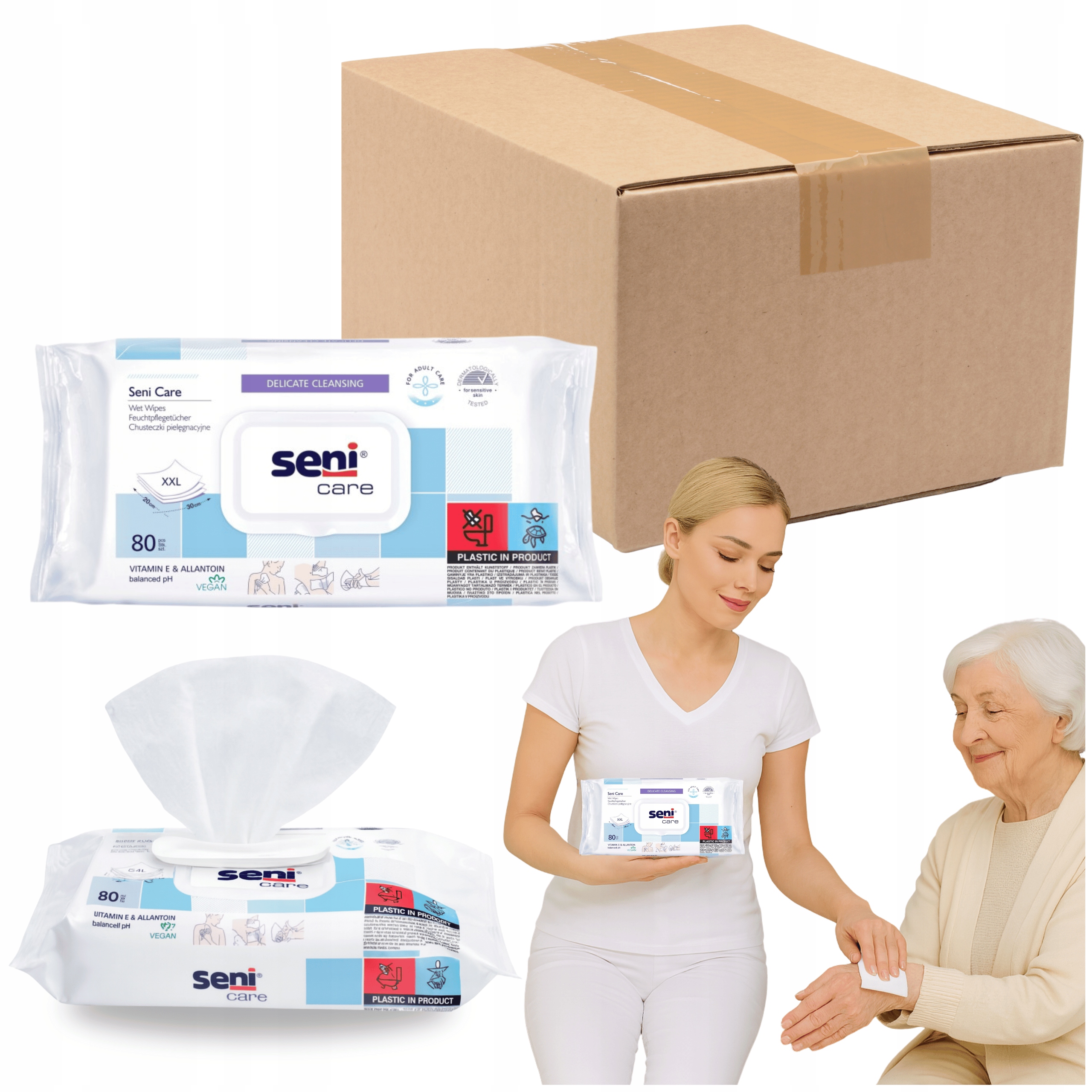 Chusteczki Nawilżane do pielęgnacji ciała skóry wrażliwej 80szt Seni Care