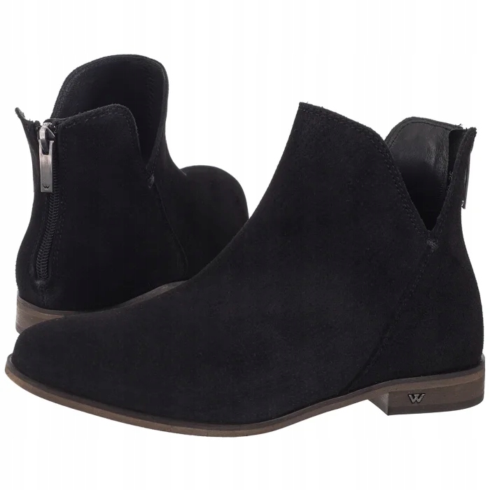Dámské Kožené Boty Kotníkové Boty Wojas Černé 55002-61 Black