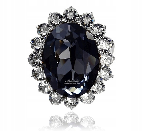 Krásný krystalový prstýnek Royal Night Stříbro