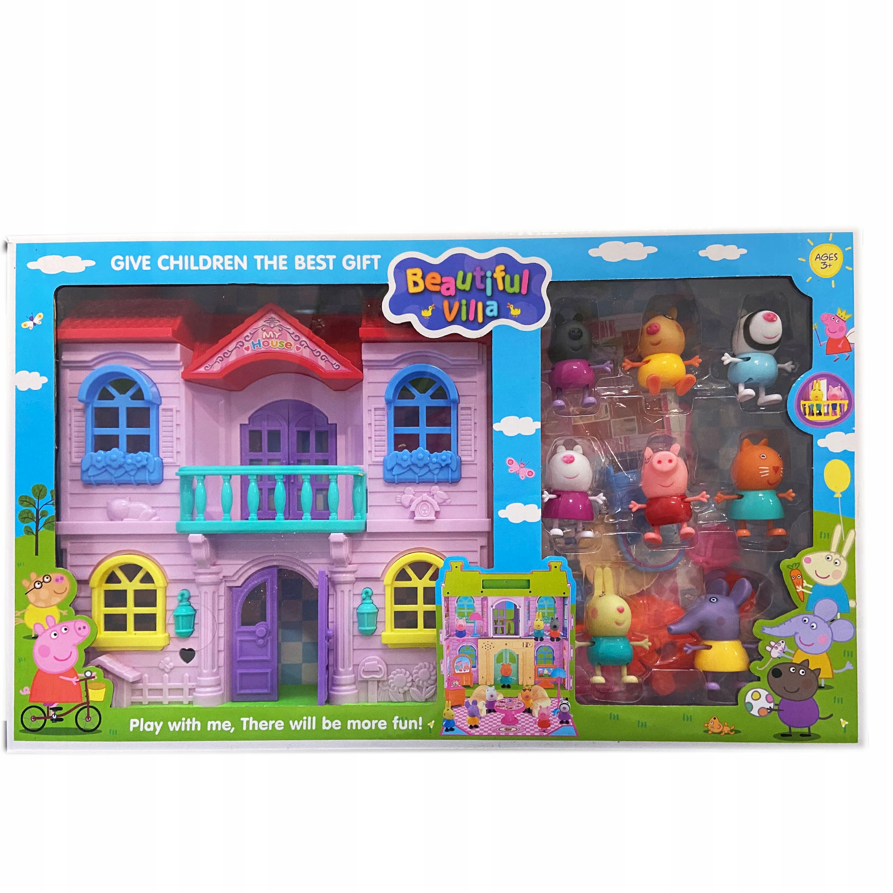 ŚWINKA PEPPA DUŻY DOM RODZINNY GRAJĄCY DOMEK MEBLE AKCESORIA 8 FIGUREK Marka Toys