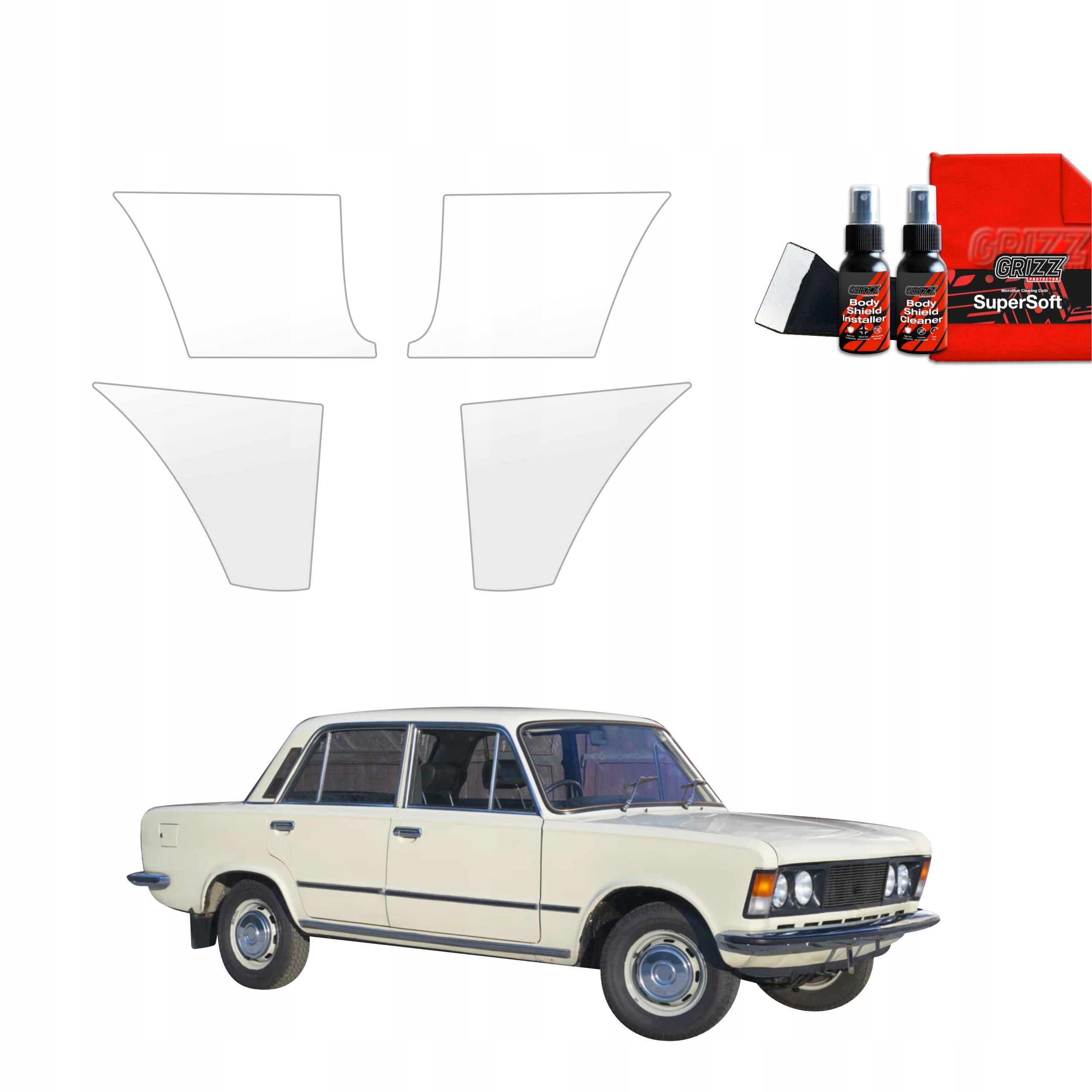 4v1 Fólie Ppf dýha na podběhy kol pro Fiat 125P (1967-1991)